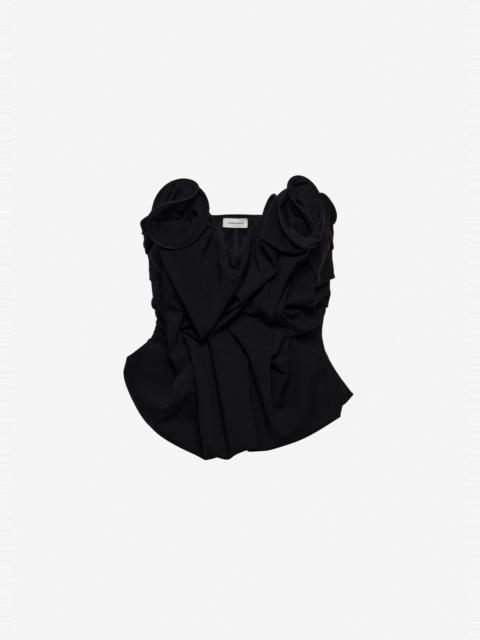 MAGDA BUTRYM Draped corset with floral detail in black