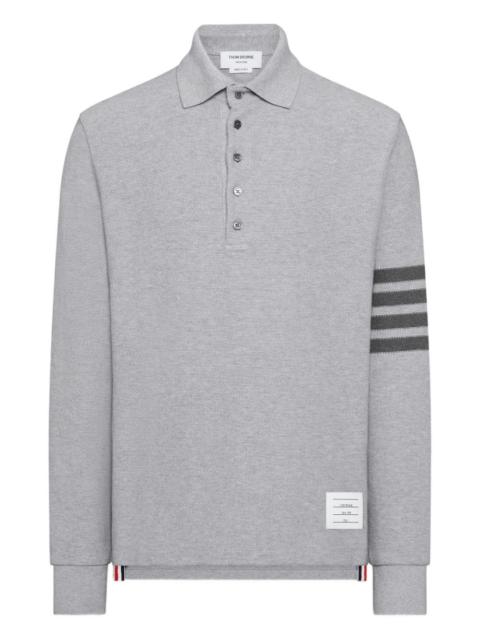 Thom Browne 4-Bar textured-pique long-sleeved polo shirt