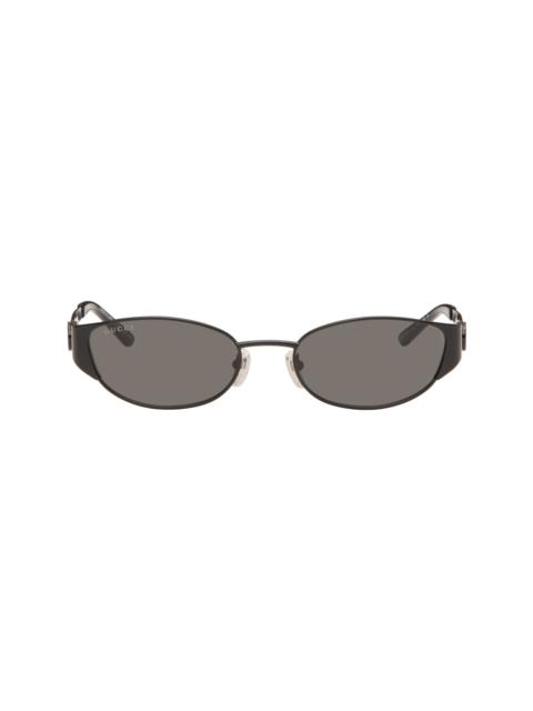 GUCCI Black Oval-Frame Sunglasses