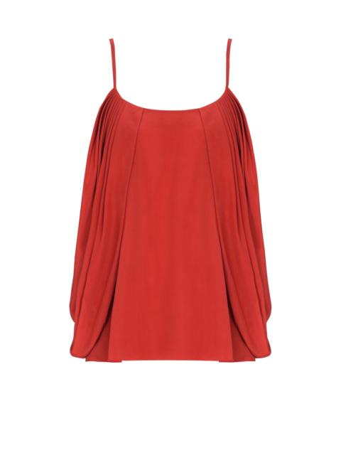 Balmain Draped silk crepe top