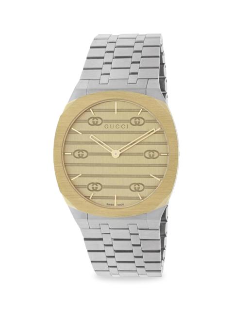 GUCCI Men's 25H Two-Tone Stainless Steel Bracelet Watch, 34MM