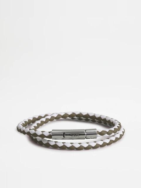 Tod's MYCOLORS BRACELET IN LEATHER - WHITE, GREEN