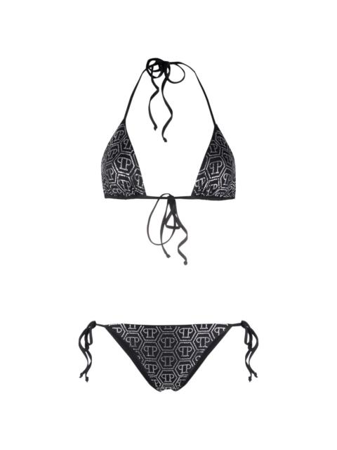 PHILIPP PLEIN crystal-embellished monogram bikini