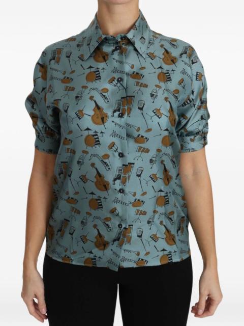 Dolce & Gabbana musical instrument-print silk shirt