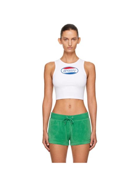 Sporty & Rich White Britney Ribbed Baby Tank Top