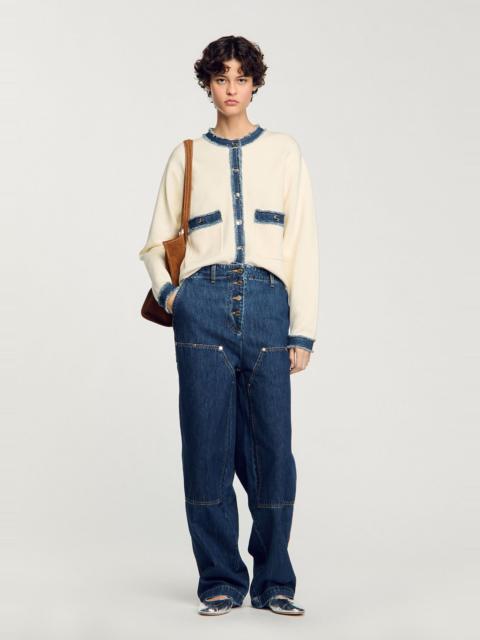 Sandro CARDIGAN WITH DENIM DETAILS