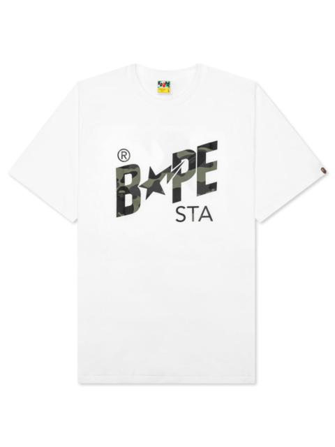 1ST CAMO BAPE STA TEE - WHITE/GREEN