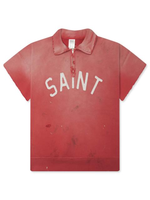 SAINT M×××××× SAINT S/S HALF ZIP SWEAT POLO - RED