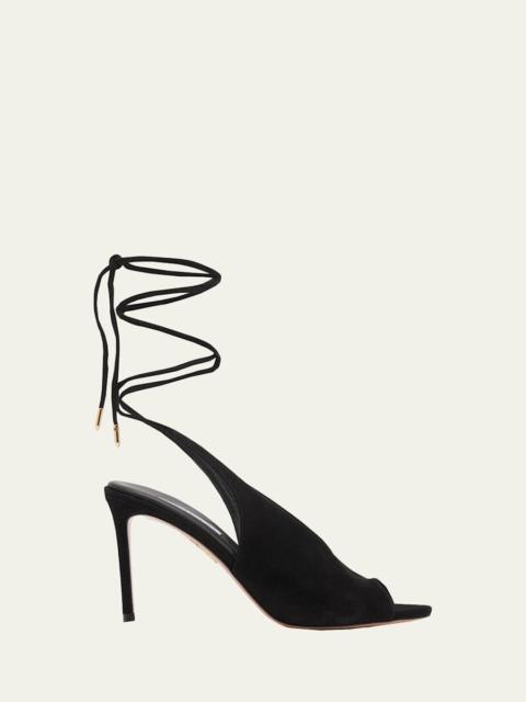 AQUAZZURA 85mm Lisa Suede Lace-Up Sandals