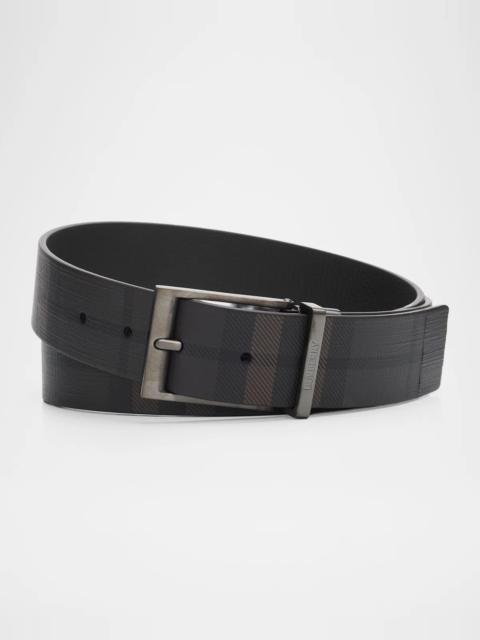 Burberry Louis Reversible Check Leather Belt