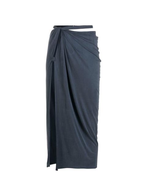 JACQUEMUS La jupe Espelho cut-out draped skirt