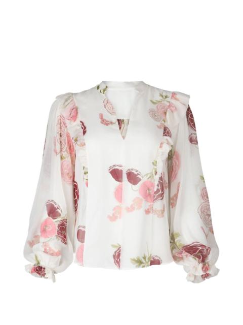GIAMBATTISTA VALLI ruffled-detail floral-print blouse