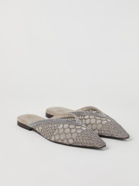 Brunello Cucinelli Precious net embroidery slippers