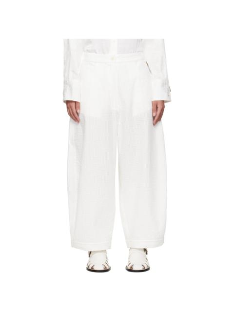 CORDERA White Tubular Curved Trousers