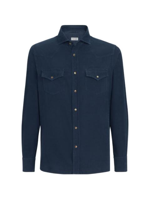 Brunello Cucinelli garment-dyed easy-fit western shirt in narrow-wale corduroy