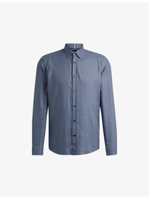 BOSS Regular-fit geometric-print chambray shirt