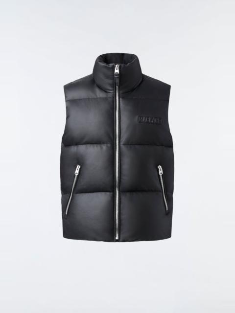 MACKAGE KANE (R) Leather down down vest with funnel collar