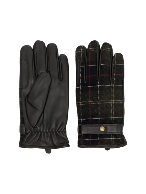check-pattern leather gloves