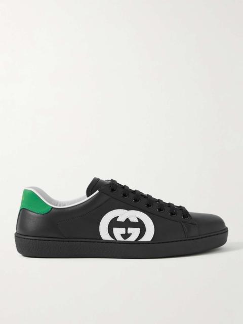 GUCCI Ace Suede-Trimmed Leather Sneakers