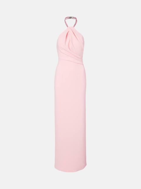 SOLACE LONDON Riva embellished halterneck gown