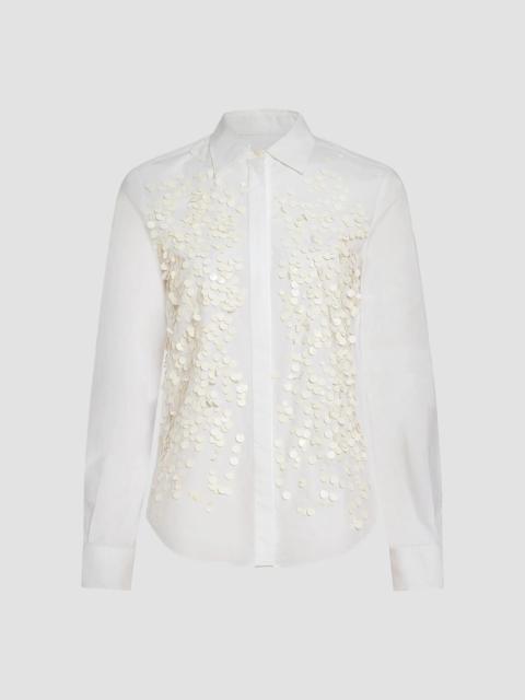 DEREK LAM 10 CROSBY Women's Kehlani Sequin-Embellished Cotton Poplin Shirt - White Ivory