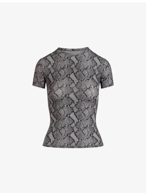 SKIMS Fits Everybody Snake-Print Short-Sleeve Stretch-Jersey T-Shirt