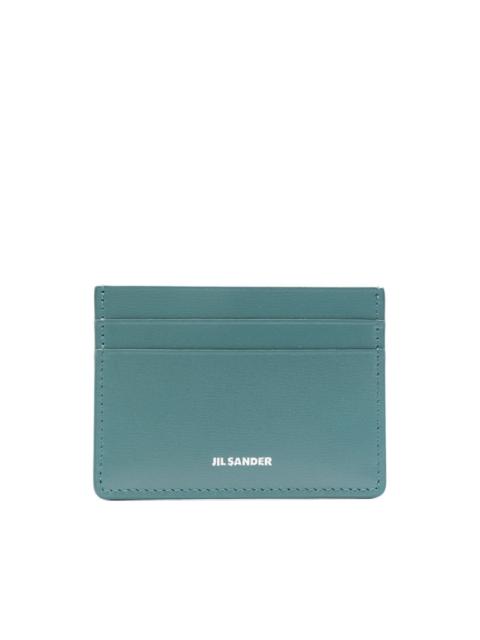 logo-print leather cardholder