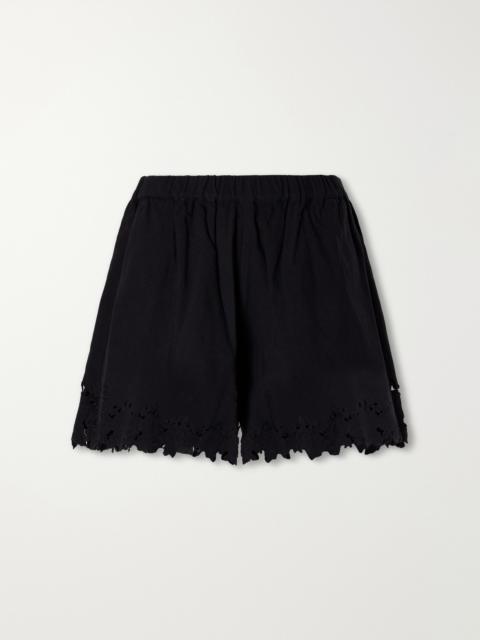 Sea Eleannora Embroidered Cotton And Linen-blend Shorts