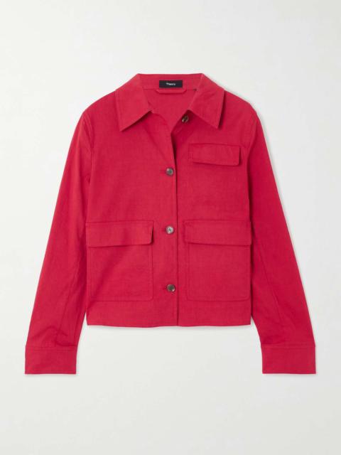 Theory Linen-blend jacket Red