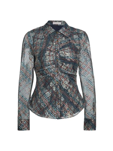 RAMY BROOK Women's Plaid Hamilton Gathered Button-Front Shirt - Amber Multi