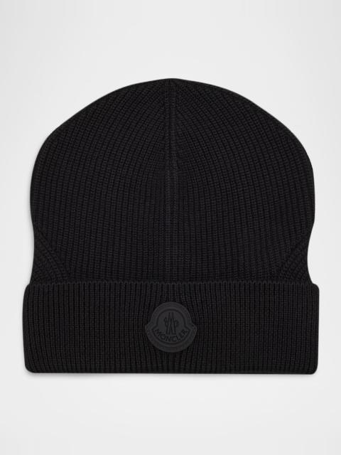 Moncler Men's Wool Beanie with Tonal Logo