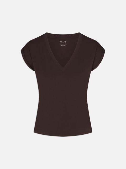 Easy V-Neck Tee in Chocolate Brown