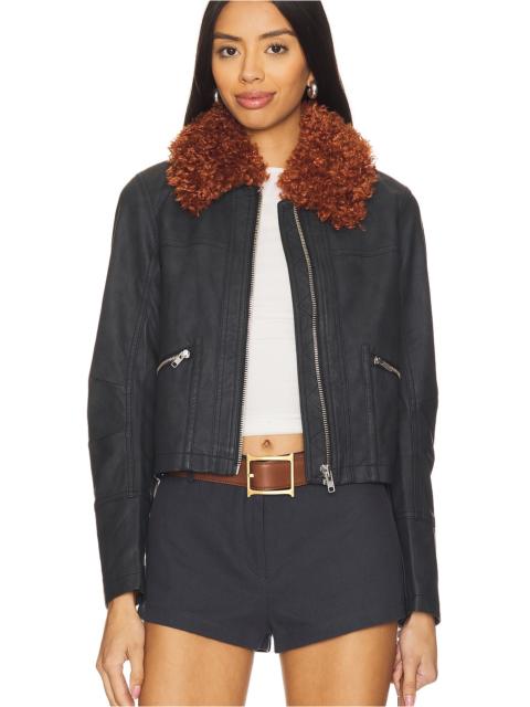FREE PEOPLE x REVOLVE Jayce Faux Leather Jacket With Faux Fur Trim