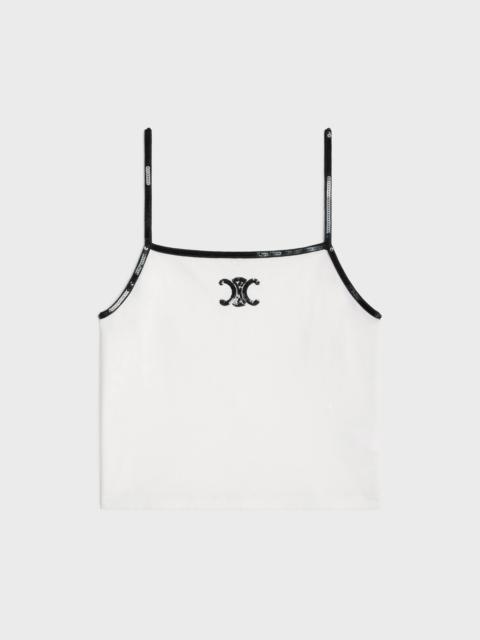 CELINE embroidered triomphe tank top in cotton jersey