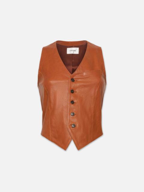 FRAME Button Up Leather Vest in Light Whiskey