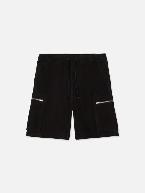 Suede Cargo Shorts in Black