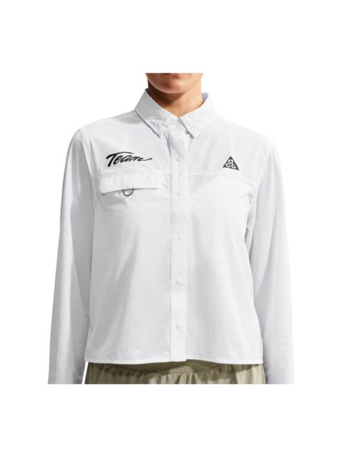 Nike (WMNS) Nike x ACG Aireez Button-Up Graphic Trail Shirt 'Summit White Black' IU8152-100