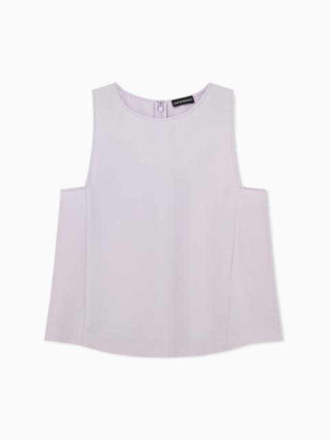 EMPORIO ARMANI TEXTURED SLEEVELESS TOP WITH ROUND NECKLINE AND BACK ZIP