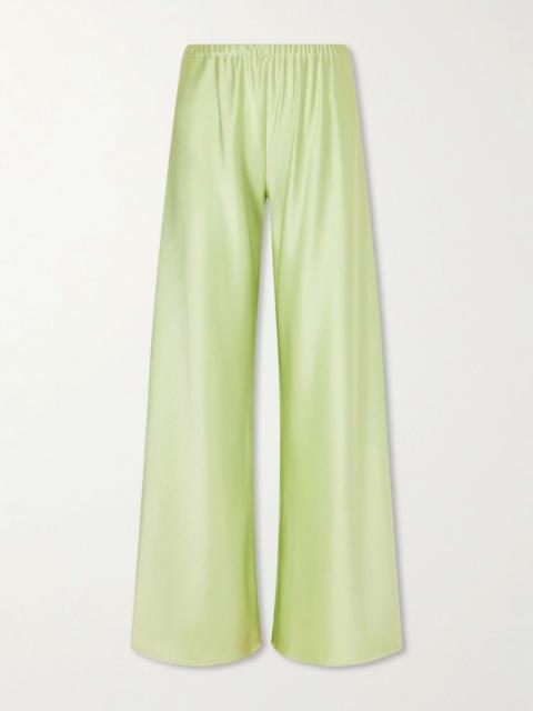 LA LIGNE Colby satin wide-leg pants Light green