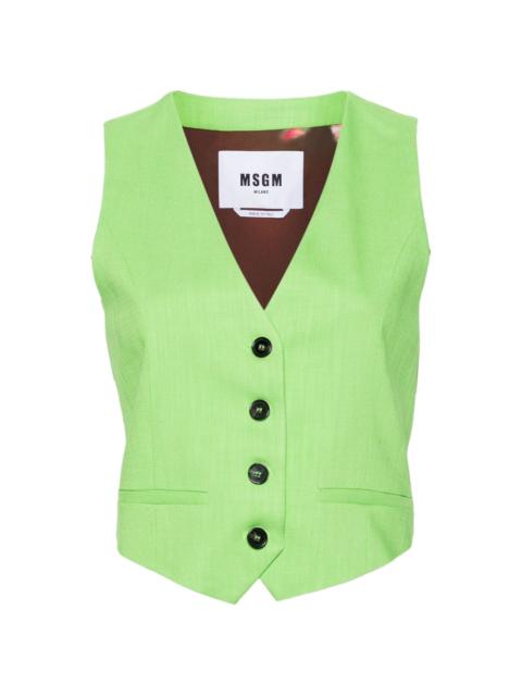 MSGM cropped textured waistcoat
