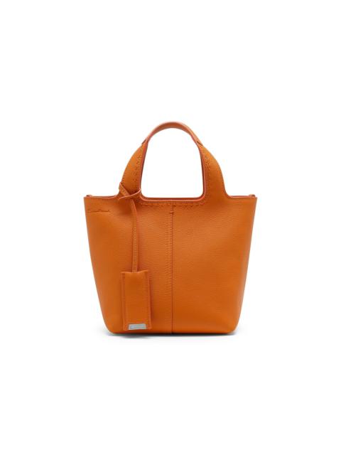 Santoni Orange tumbled leather handbag