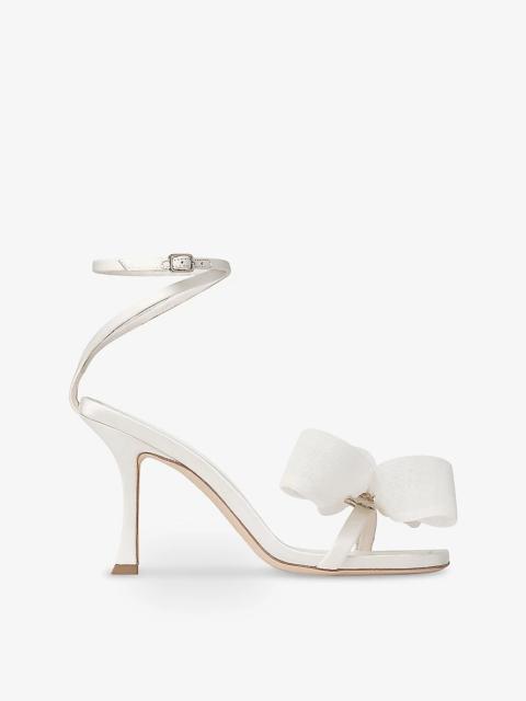 Jimmy Choo AVERLY 100 latte リボン サンダル JIMMY CHOO Averly 100 Latte Pumps with Asymmetric Grosgrain