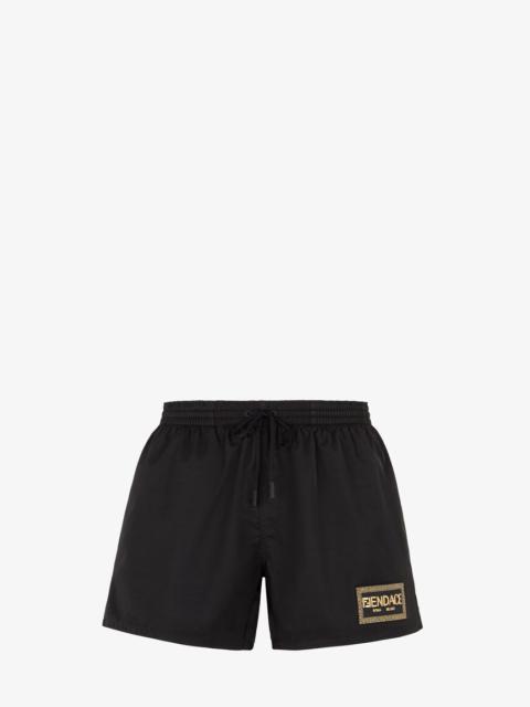 FENDI Fendace Logo black nylon shorts