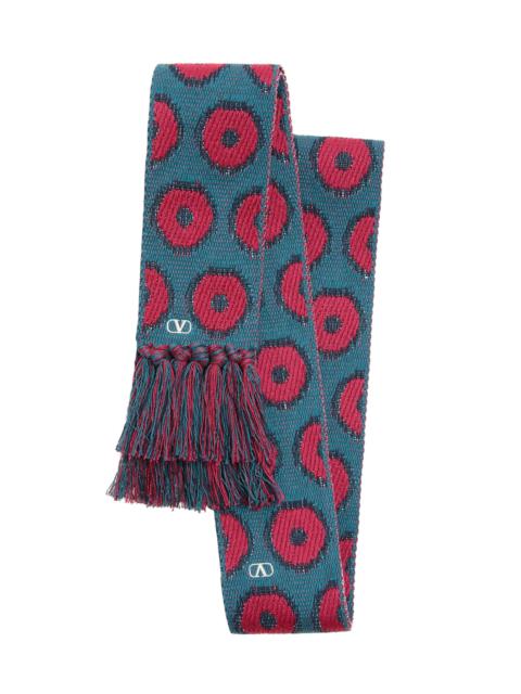 Valentino Men's Antibes Cotton Scarf with Fringe - Red Blue