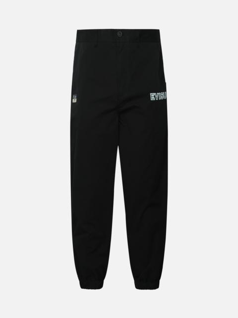 EVISU LOGO AND SEAGULL PATCHWORK APPLIQUÉ LOOSE FIT JOGGERS