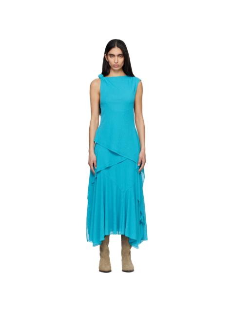 GANNI Blue Marl Mesh Maxi Dress