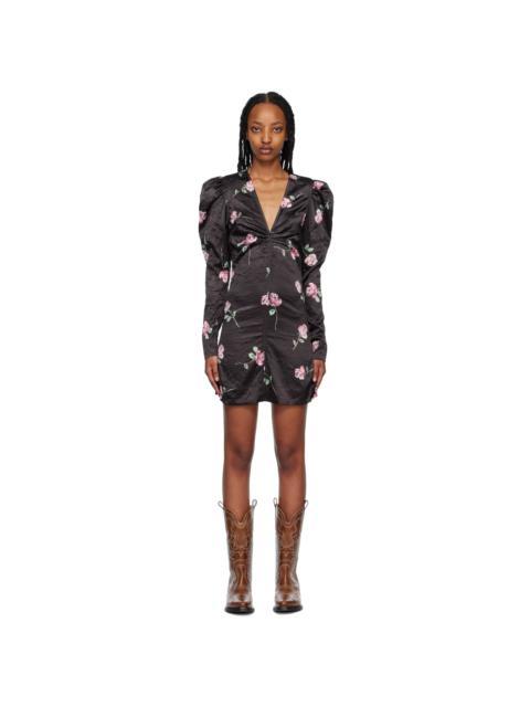 GANNI Black Floral Minidress