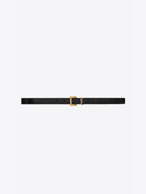 SAINT LAURENT monogram narrow belt in crackled leather