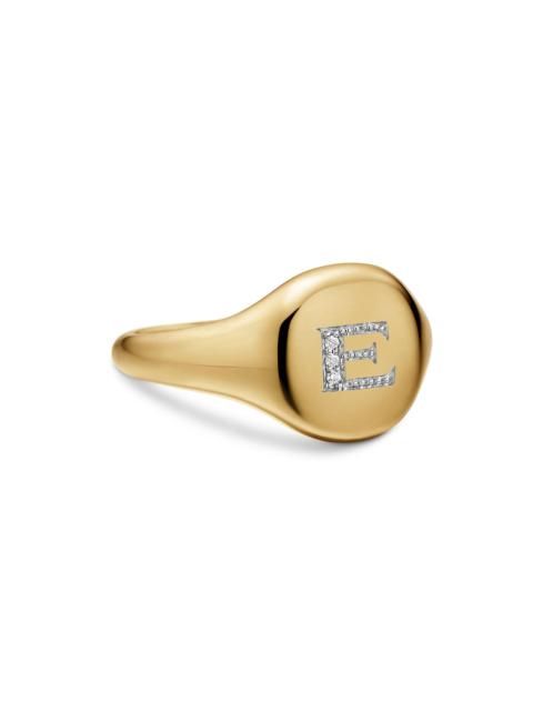 DAVID YURMAN Women's DY Initial Pinky Ring in 18K Yellow Gold - E Letter