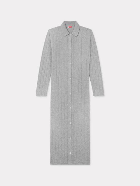 KENZO Long embroidered cardigan in wool and cashmere
